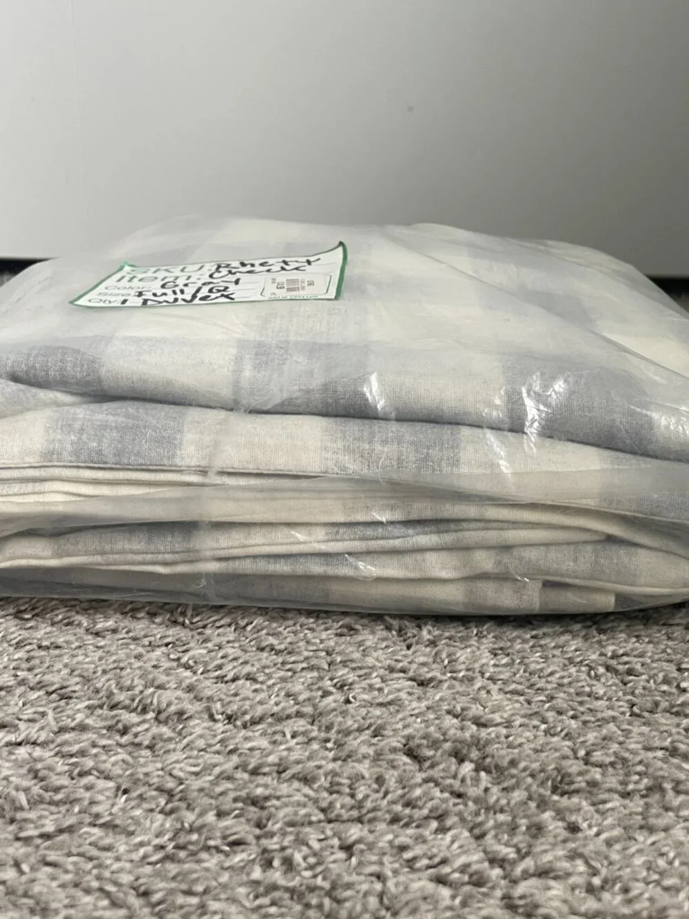 NWT Pottery Barn Rhett Check Duvet Cover in grey - Full/Queen